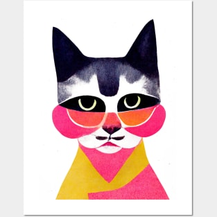 Neon Street Style Cat Retro Poster Vintage Art Neon Wall Illustration Pink Illustration Posters and Art